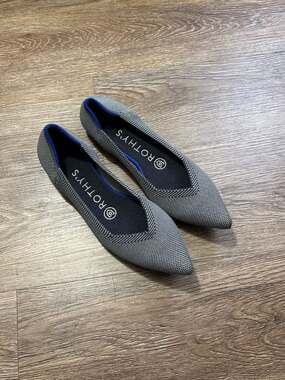 Rothy's The Point Women's Pointed Toe Ballet Flats Grey Birdseye Mesh Size 6